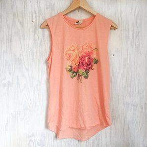 COTTON ON peach muscle tank floral design Size S